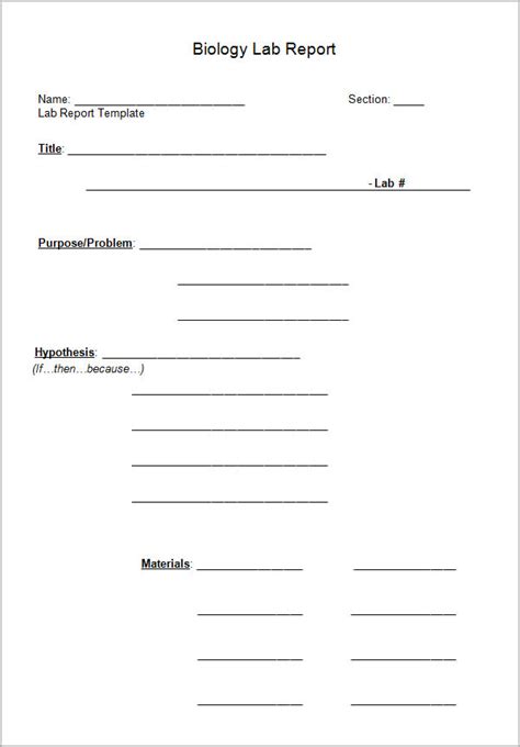 biology lab report template word